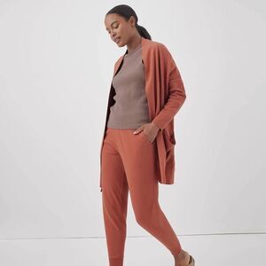 Pact Airplane Burnt Orange Open‎ Cardigan Sz M/L